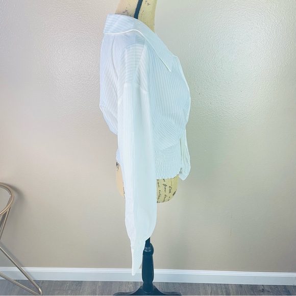 Fashion Nova Crop Top XL Relaxed Fit Long Sleeve Blouse Shirt Casual Minimalist - Picture 6 of 10